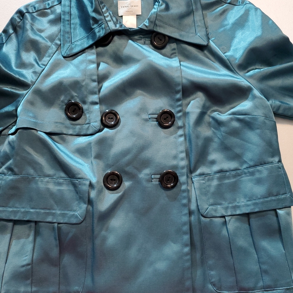 Emma James Shiny Teal Pea Coat